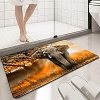 Vista 3 de Alfombra de baño de elefante africano naranja, antideslizante, lavable, para ducha, bañera, 17 x 24 pulgadas