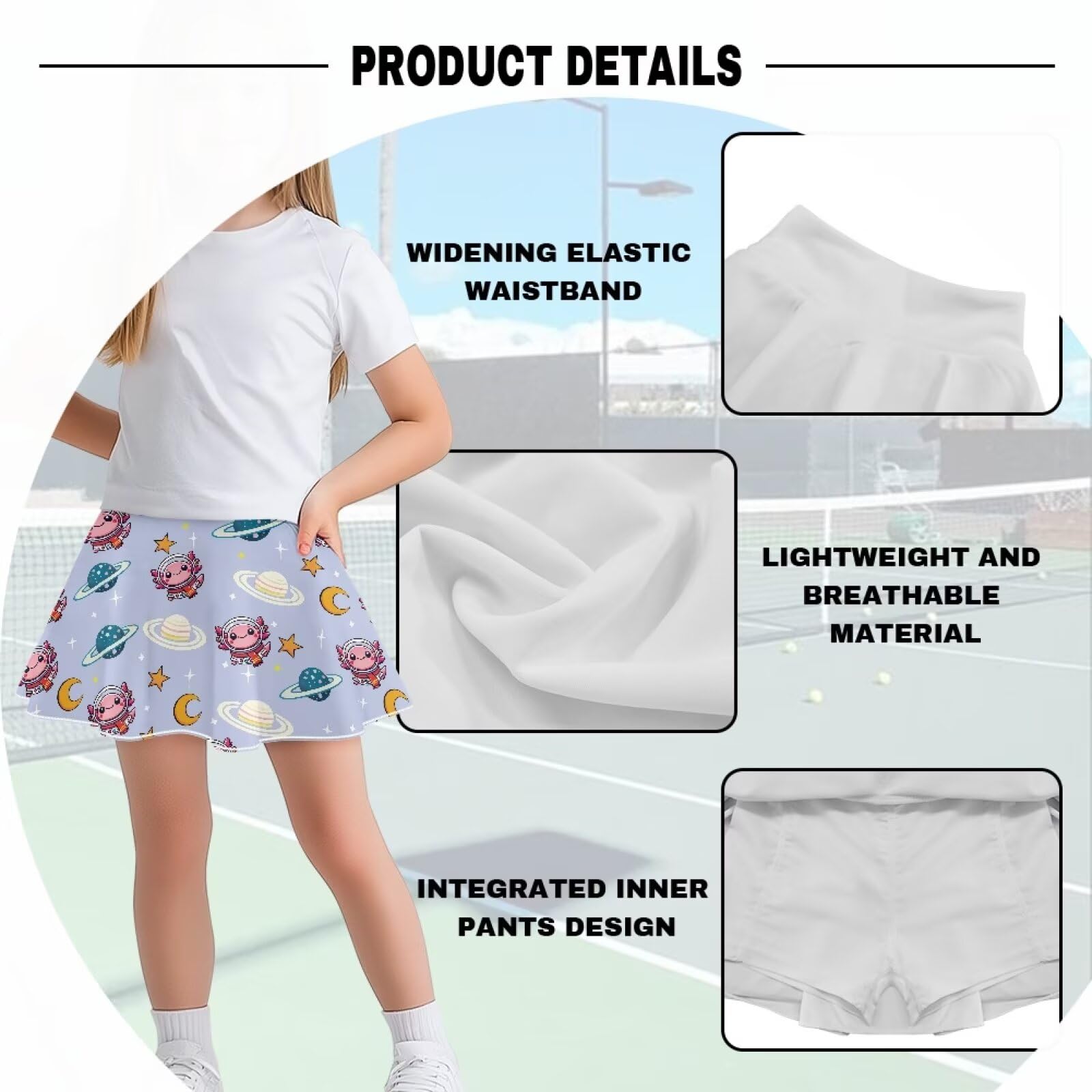 Falda plisada con pantalones cortos para niñas, para yoga, golf, correr, bailar, tenis, cintura elástica con bolsillos