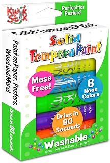 The Pencil Grip Kwik Stix NEON Solid Tempera Paint, Super Quick Drying, 6 Pack (TPG-610),Pink,Yellow,Blue,Green,Purple,Orange