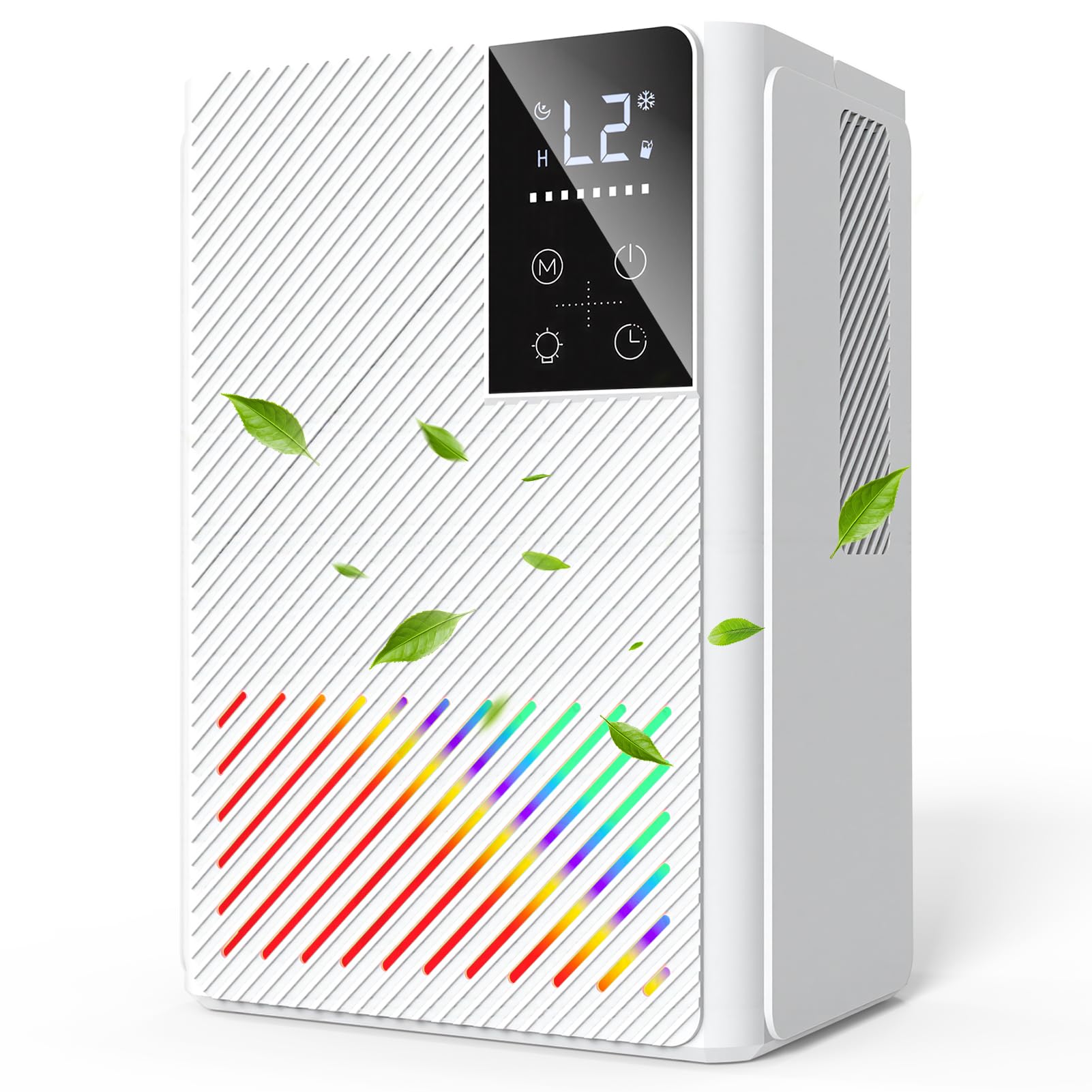 Deumidificatore 2500ML, Deumidificatore Ambiente Casa Muffa, Deumidificatore Silenzioso Deumidificatori con Comandi Touch, Luci a 7 Colori, Timer, Spegnimento Automatico, Dehumidifier per Casa Bagno