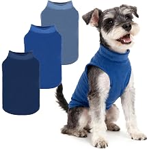 PUPTECK 3 Pack Fleece Dog Vest Sweaters Winter Coat for Small Dogs, Pullover Jacket Pet Cat Fall Clothes Puppy Sweatshirt for XS S Medium Boy Dogs, Navy&Blue&Light Blue, L