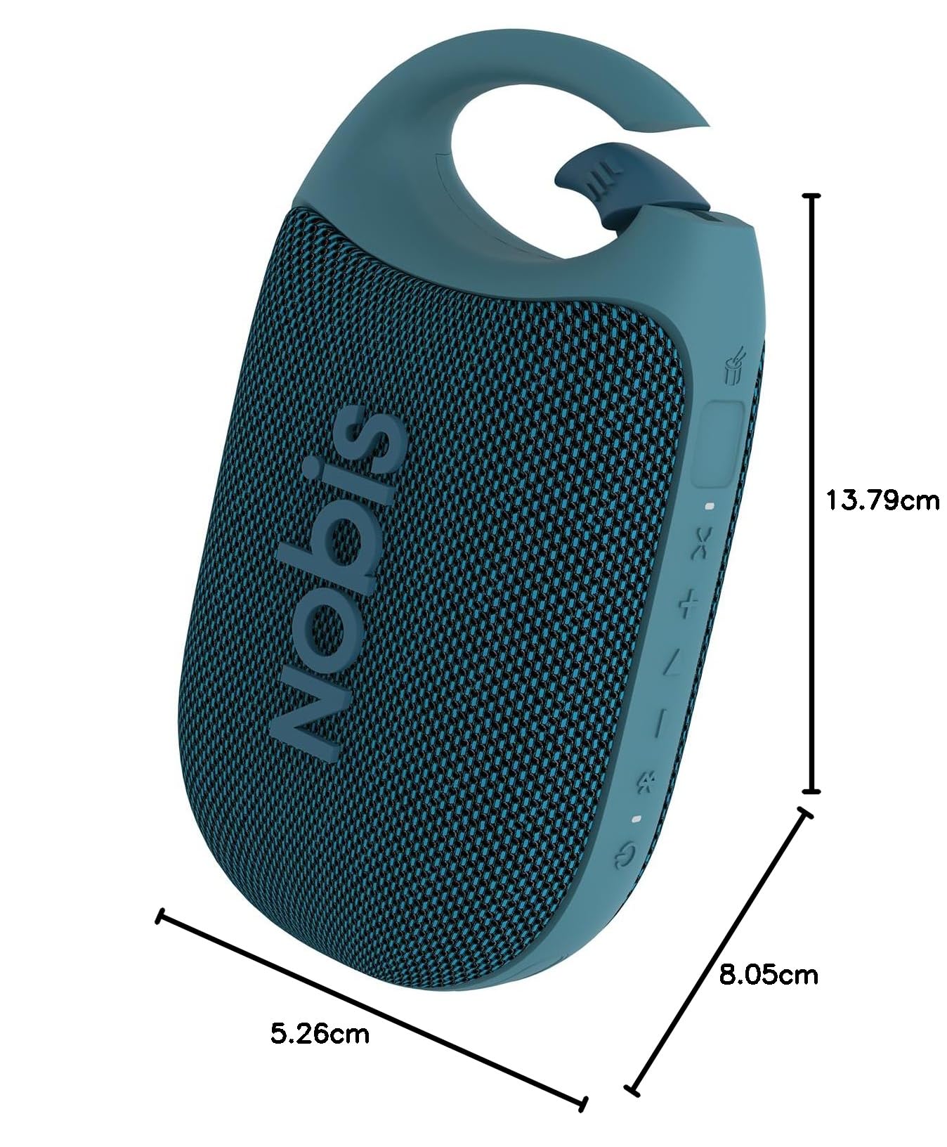 NOBIS Clip N1 Tragbarer Bluetooth Lautsprecher mit App, Beat-Modus, bis zu 24 Stunden Spielzeit, IP68 wasserdicht, BT 5.3, HD-Sound, Stereo-Paarung, Custom EQ, perfekt für Outdoor (Blau)