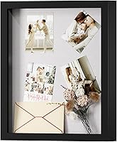 Vista 54 de Muzilife Marco de Fotos Shadow Box de 11x14 pulgadas con Tablero de Lino - Madera Profunda y Vidrio Templado, Estuche Rústico de Exhibición Listo