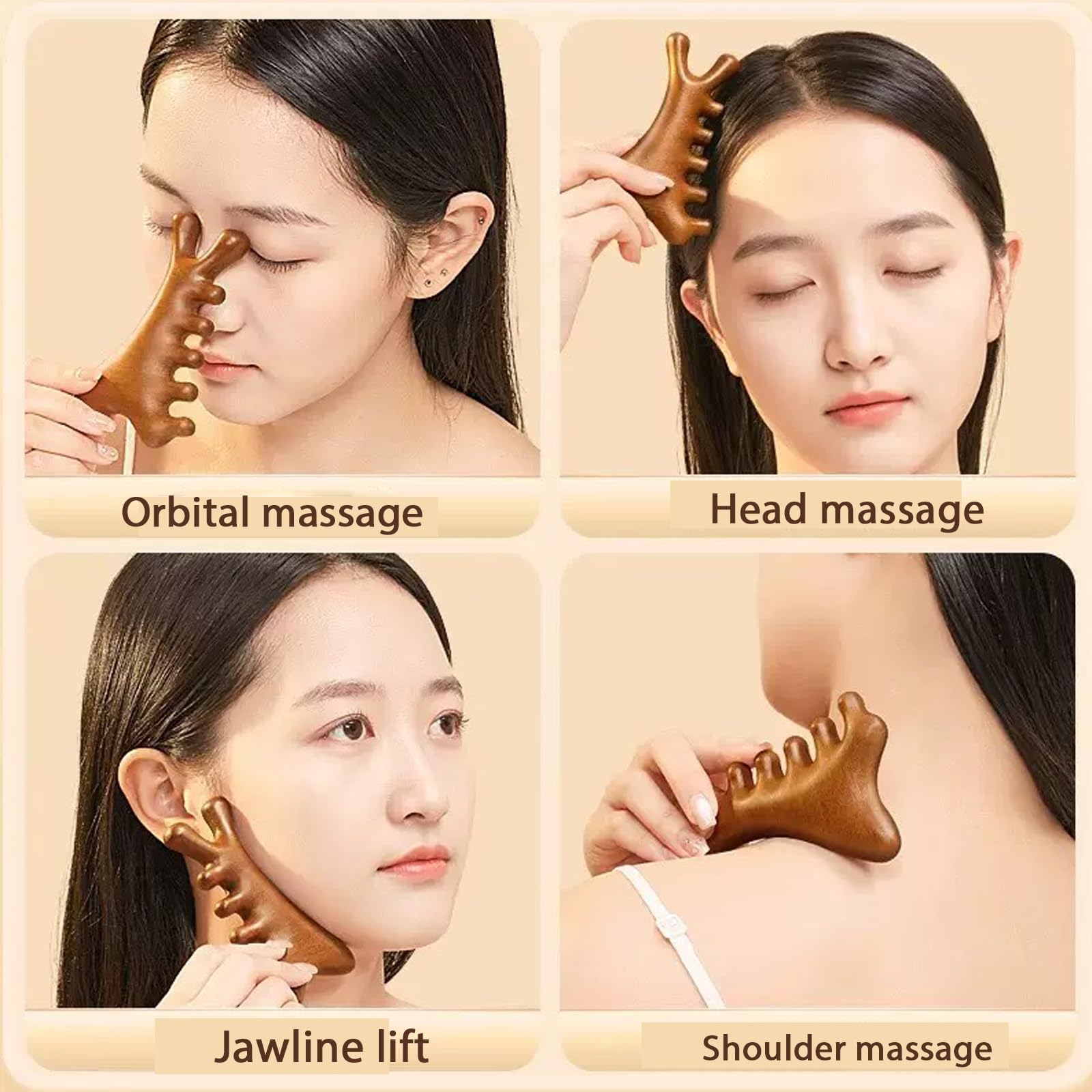 7 Pièces d’Outils de Massage en Bois de Gua Sha, Modelage du Corps, Anti-Cellulite et Soulagement des Douleurs Musculaires