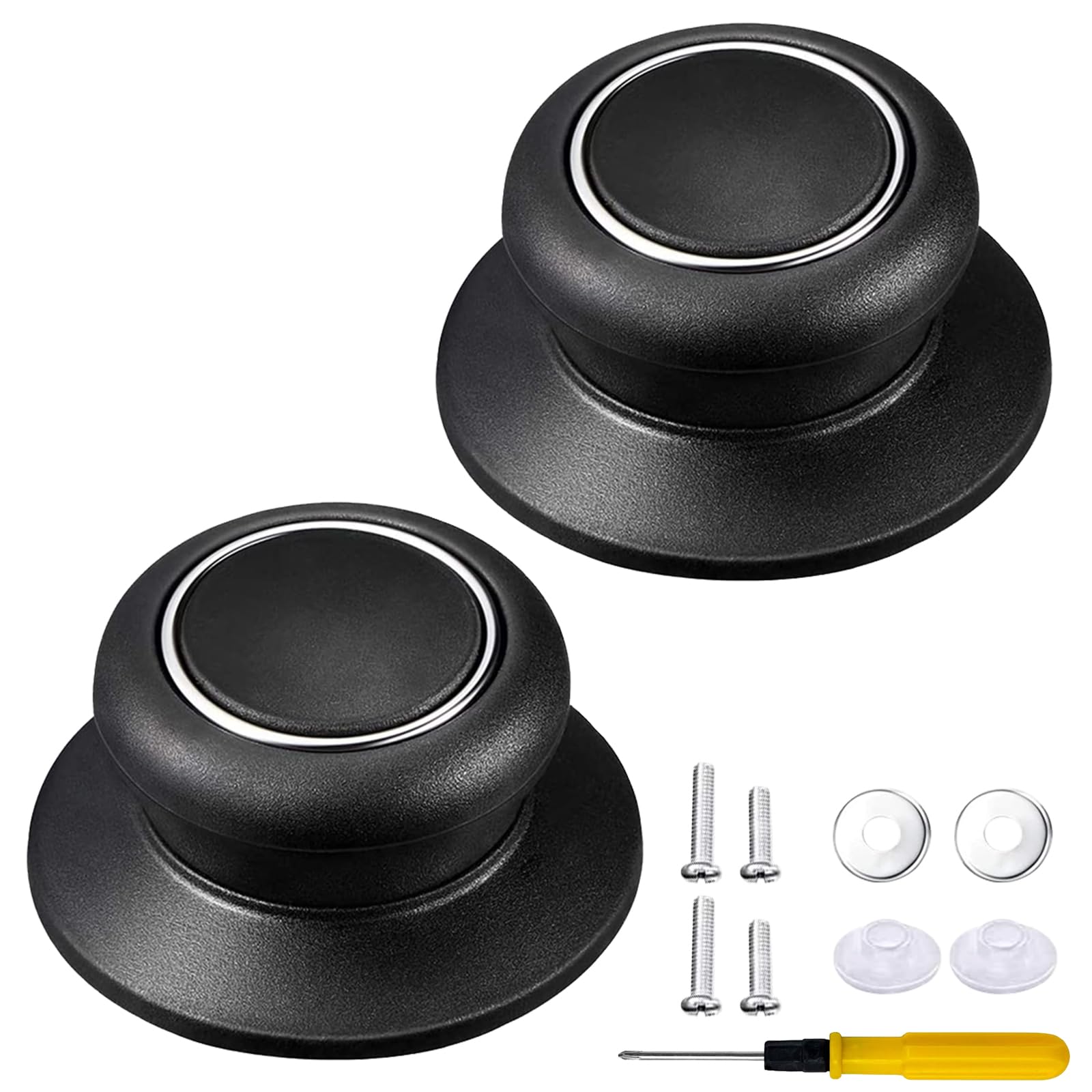 2Pcs Pot Lid Knobs, Universal Kitchen Bakelite Pan Lid Handle, Heat Resistant and Prevent Static Electricity, Easy Installation for Casserole Glass