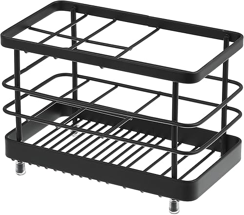 VOCOSTE Soporte para cepillo de dientes de acero inoxidable 304, soporte para pasta de dientes, organizador de accesorios de cocina de baño, negro