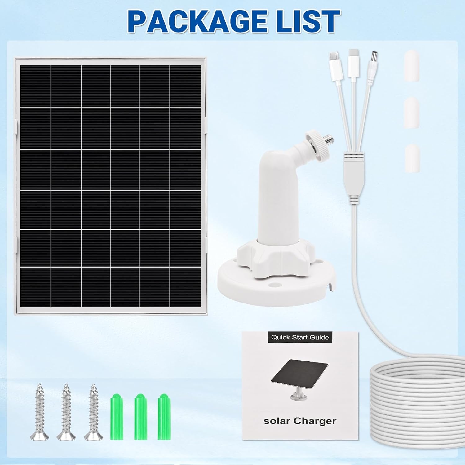 2 Pack 8w Solar Panel for Wyze & Arlo Essential Camera, Compatible with Most Low-Power Wireless Cameras, Solar Charger with 10ft Cable + Adjustable Mount, IP65 Waterproof
