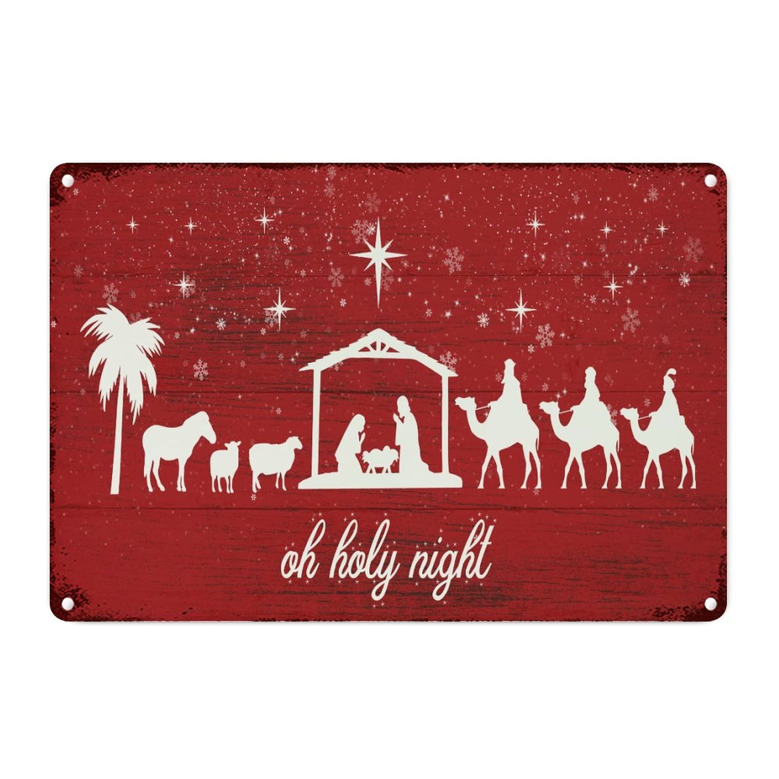 Panneau mural en métal Oh Holy Night pour remplacer les décos fragiles par du rétro durable