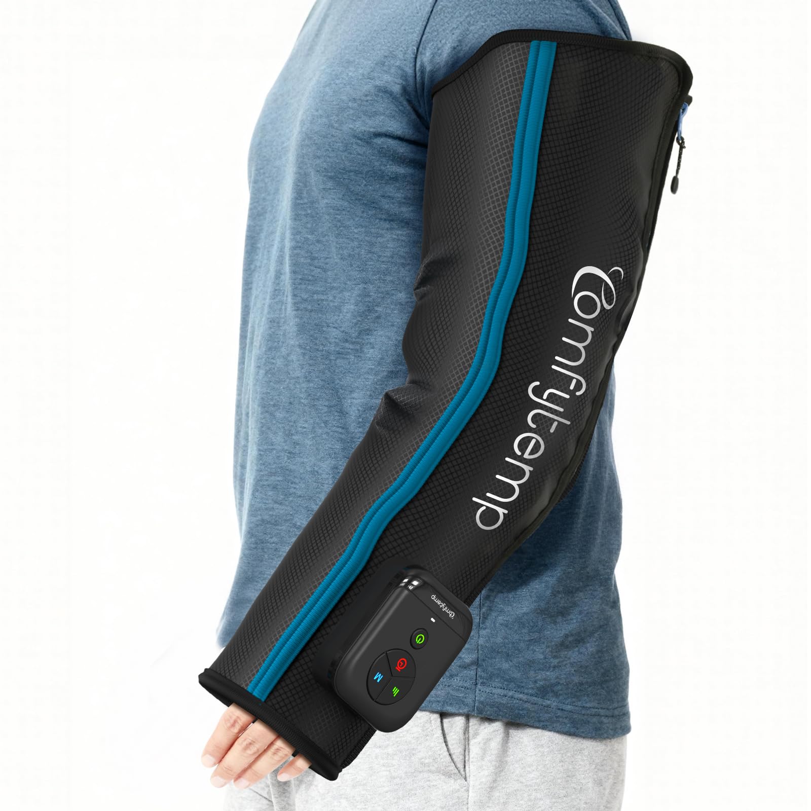 Comfytemp Air Compression Arm Massager for Circulation and Pain Relief, Portable Full-Arm Compression Sleeve for Tennis Elbow, Lymphedema, FSA