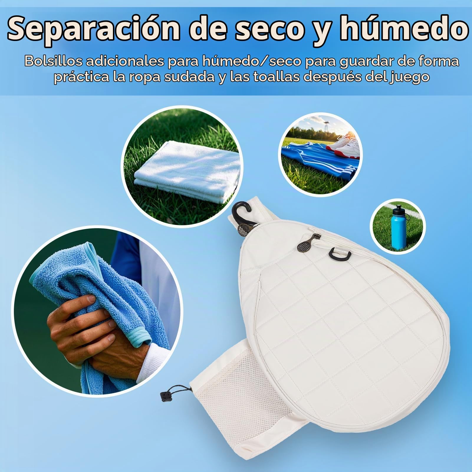 Ejoyous Bolsa de Tenis, Bolsa de Tenis Bolsa para Raqueta de Tenis Mochila de Tenis Ligera Bolsa de Hombro Acolchado de Espuma de Gran Capacidad Paleta de Pickleball Separación Seca y