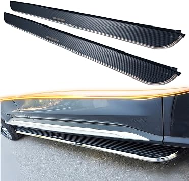 2PCS Running Boards Fits for KIA Sportage 2016 2017 2018 2019 2020 2021 Side Steps Side Stair with Install Hardware Brackets Stainless Steel Running Board, Chrome Trim, Anti-Slip, Logo-Ready Emblem
