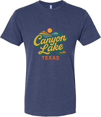 Canyon Lake Texas Typographic Design Souvenir Unisex Cotton Crew Neck T-Shirt - Large Front Graphic