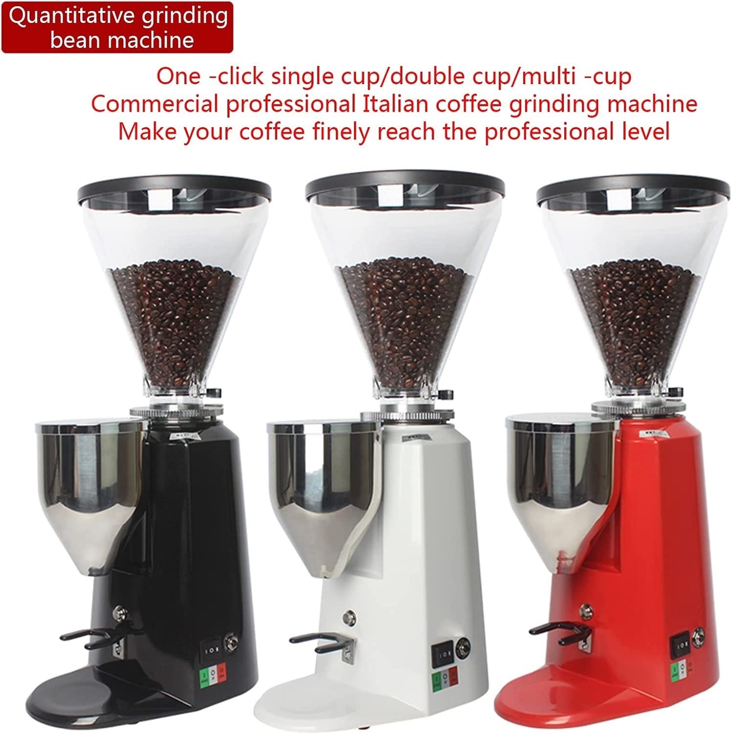 Molinillo de café eléctrico con muelas, Molinillo de café eléctrico con 19 ajustes de molienda precisos, cafetera eléctrica de Gran Capacidad de 1500 g.(Red,Manual Control Grinder)