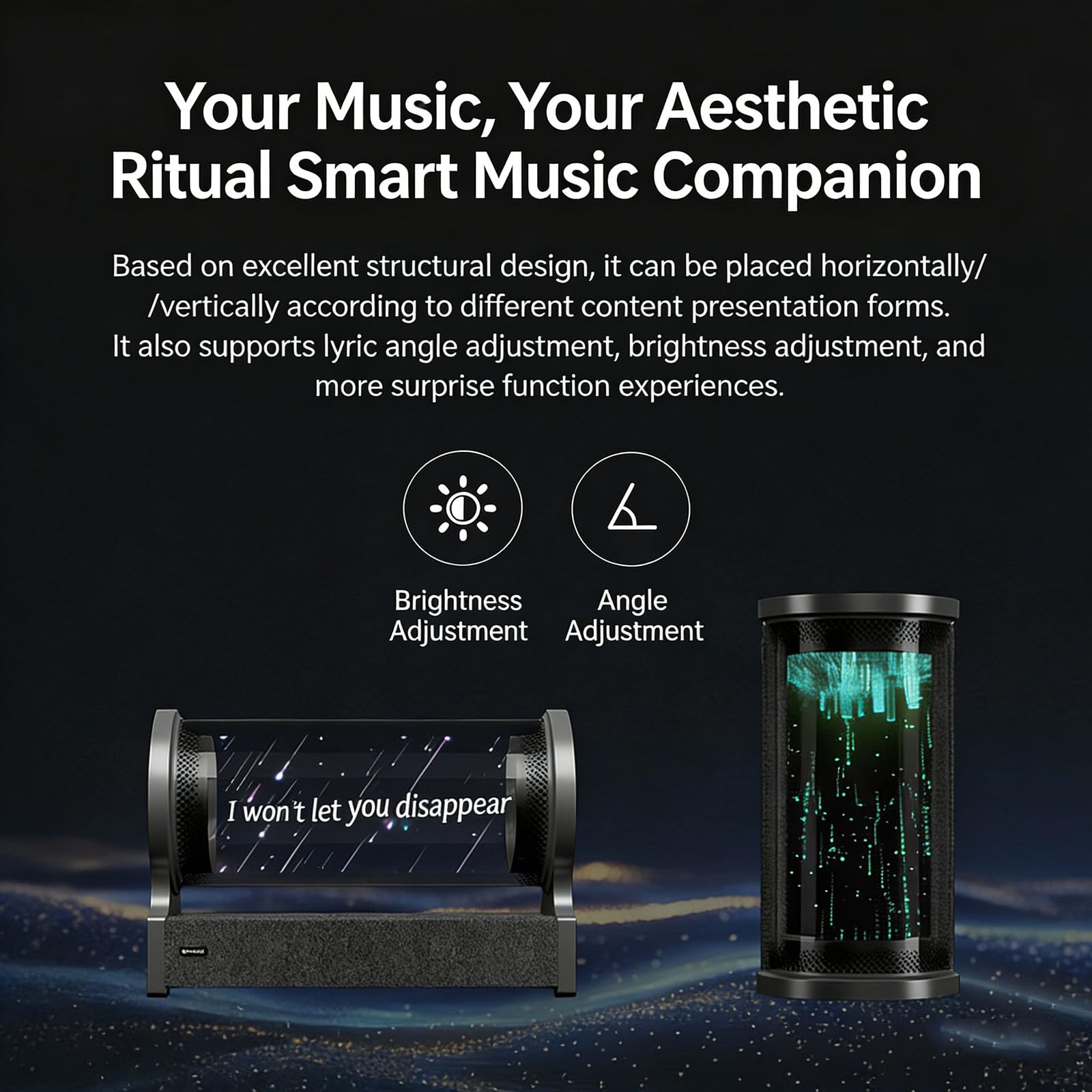 Altoparlante Bluetooth Da Tavolo Con Display Olografico a 360° Per I Testi Delle Canzoni E Audio Hi-Fi, Diverse Modalità Disponibili, Angolo E Luminosità Regolabili, Display Ad Alta Definizione