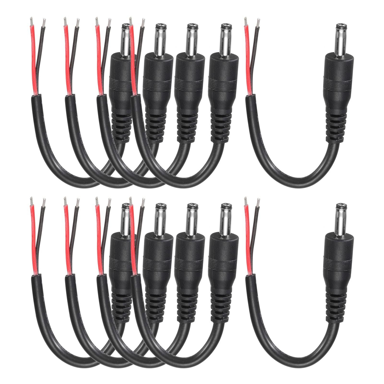 sourcing map 10pcs DC Power Pigtails Cable, 3.5mm x 1.35mm Male Barrel Plug Connector to Bare Wire Open End 10cm for PC Laptop Toys Cellphone Electronic Devices