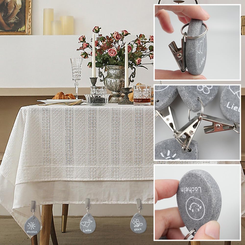 8 Piezas Pesas para Mantel Exterior, Peso del Mantel de Mármol con Clip, Pesas para Mantel con Clip de Metal, Sujeta Mantel Contrapesos para Casa, Camping, Bodas y picnics al Aire Libre(Gris)