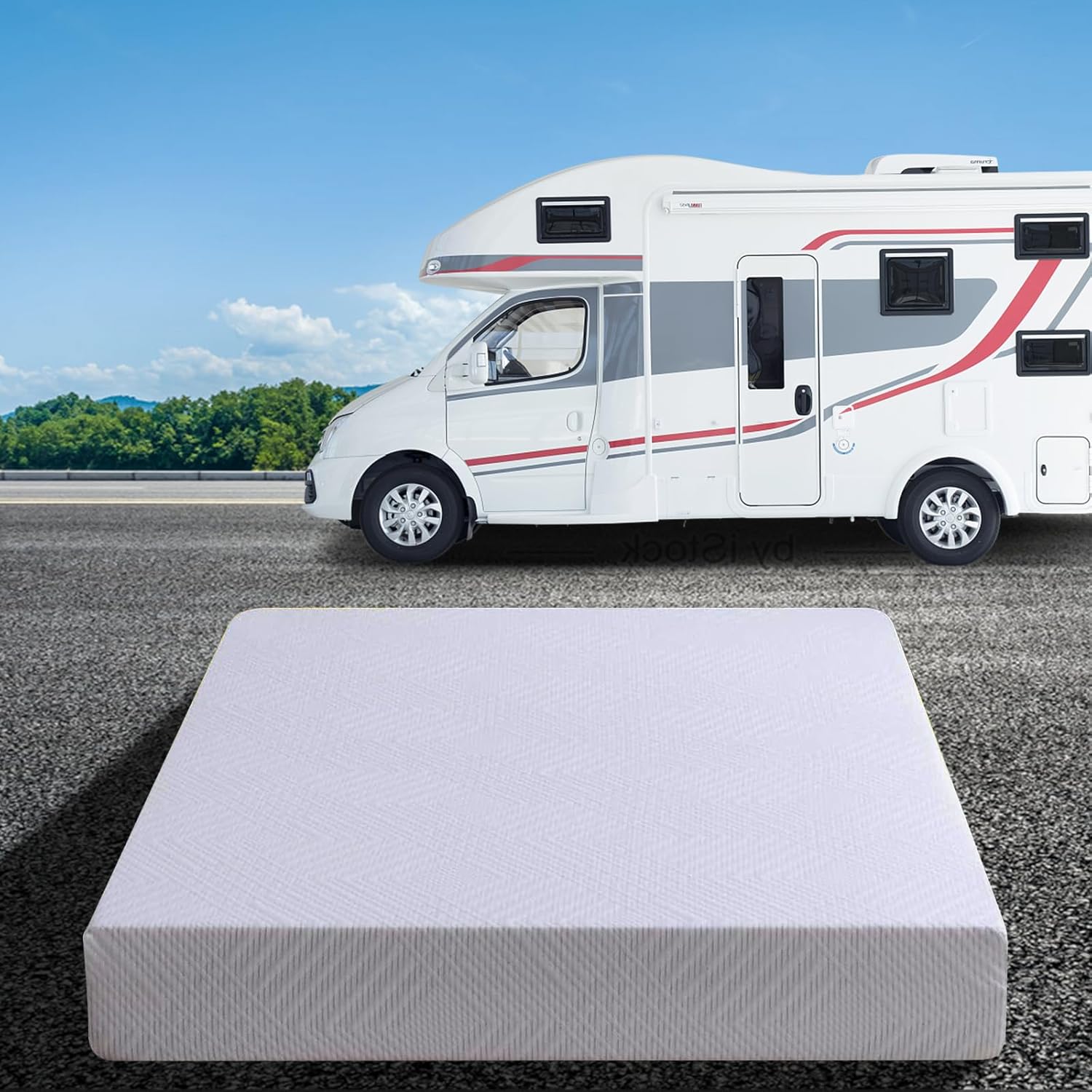 MUUEGM 8 Inch RV Mattress Short Queen Size,Memory Foam