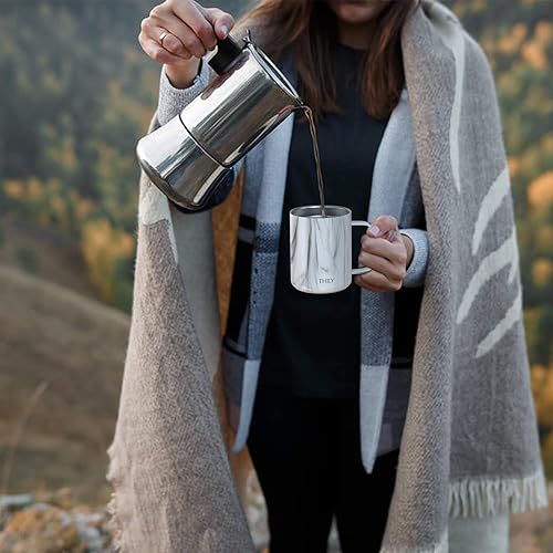 Miniatura 6 de THILY Taza de café de viaje aislada al vacío de 12 onzas con triple aislamiento, taza de viaje de acero inoxidable con asa, tapa a prueba de