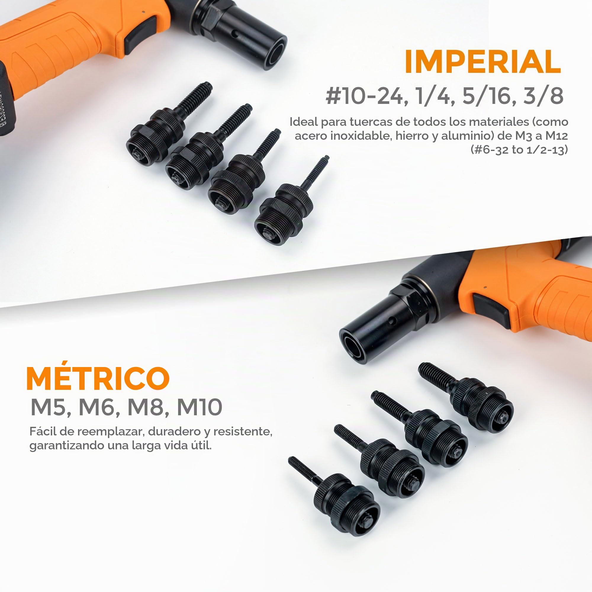 Herramienta de tuerca de remache hidráulica de aire resistente con botón reversible, remachadora neumática HPS6312F, kit de ajuste de pistola de tuerca de remache automático, viene con montaje