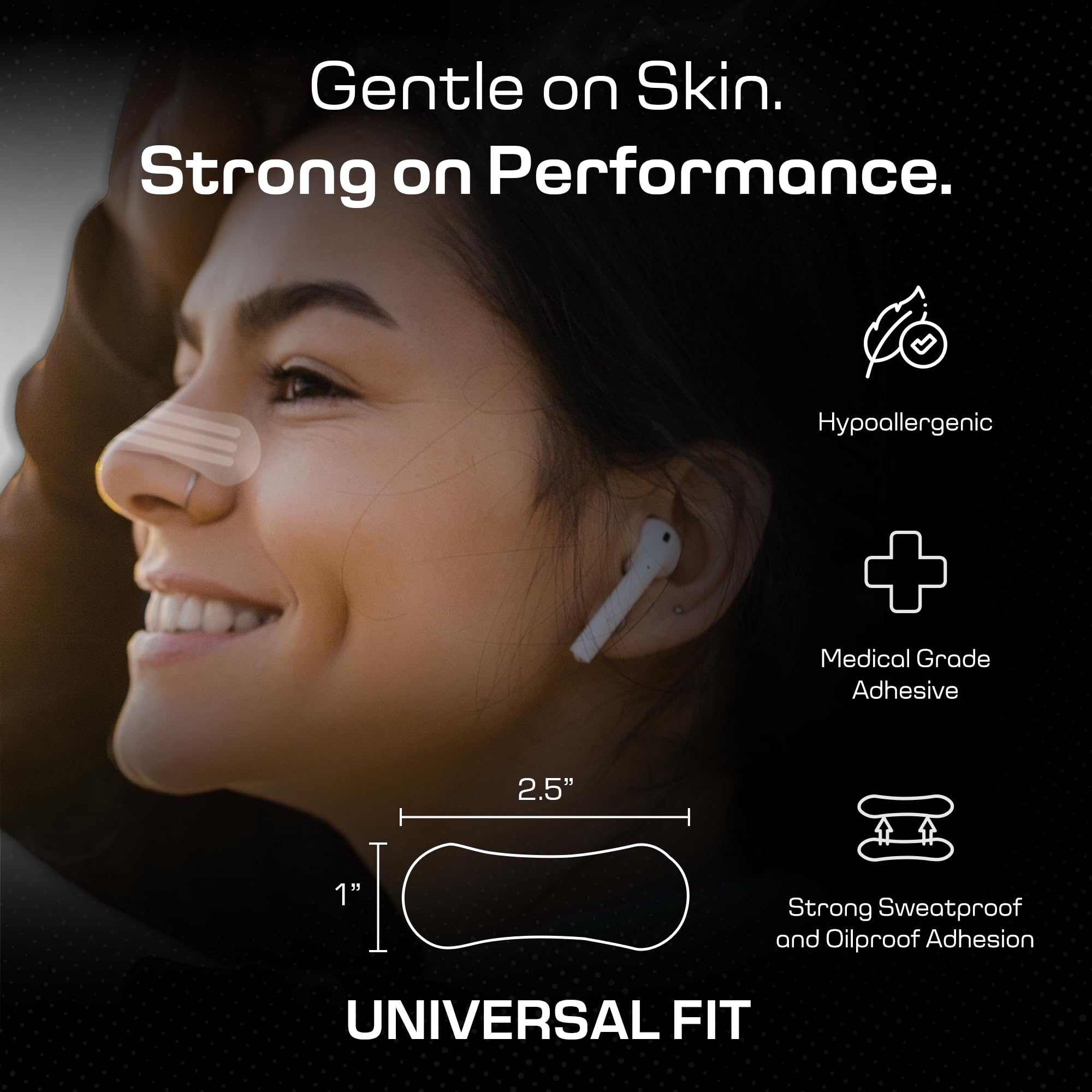 (60 unidades) Tiras nasales para ronquidos, tiras nasales para respirar, solución antironquidos y cinta nasal para aliviar la congestión nasal para dormir, ajuste universal, extra resistencia para