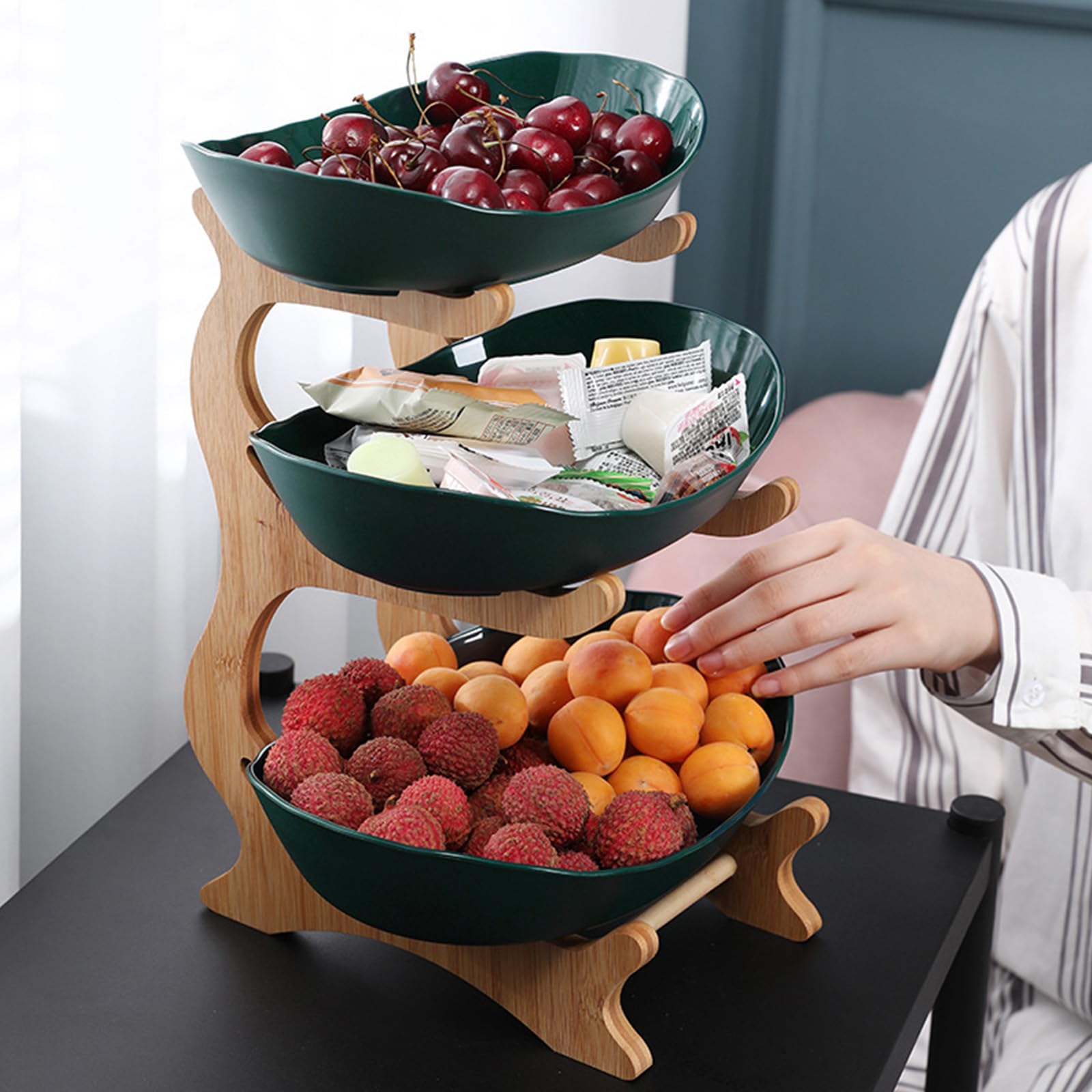 Bandejas para Servir Comida,Frutas y Dulces con Soporte Resistente. Decoración del hogar. Uso Diario Fiestas reuniones. bocadillos versátil de Primera Calidad.