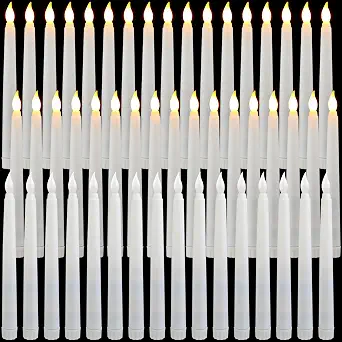Baquler 50 Pcs 8.5 Inch White LED Flameless Taper Candles Bulk