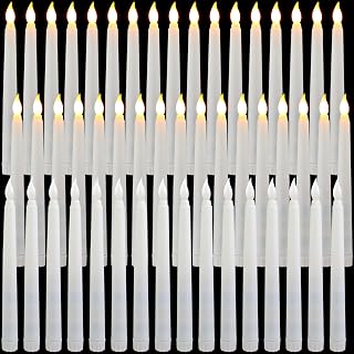 Baquler 50 Pcs 8.5 Inch LED Flameless Taper Candles Bulk Battery Operated Taper Candles Flickering Candlesticks for Wedding Church Valentines Day Table Decoration