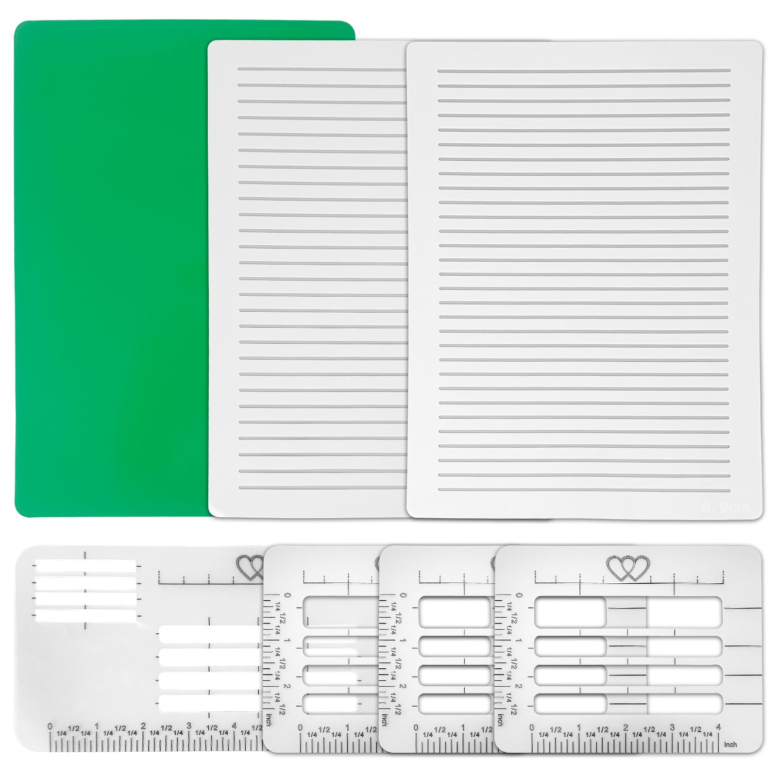 6 Pcs Plastic Straight Line Stencil Template, Clear Spacing Line Writing Calligraphy Stencils Measuring Ruler Template Envelope Journal Supplies with A4 Cushion, for Scrapbooking Lettering Drawing