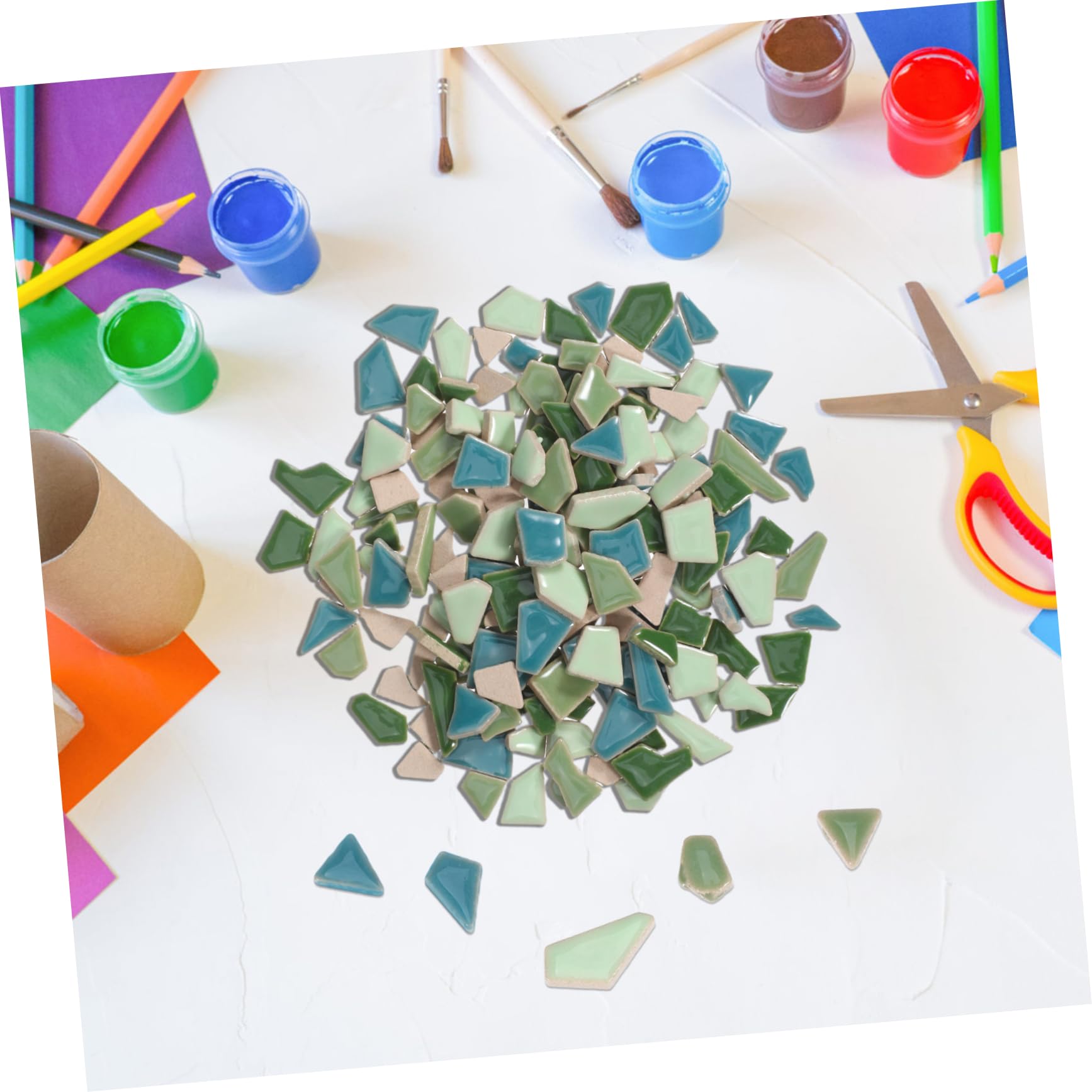 DOITOOL 6 Piezas Teselas de Cerámica Esmaltada para Diy Azulejos Irregulares Duraderos Pequeñas Verde para Manualidades y Decoración