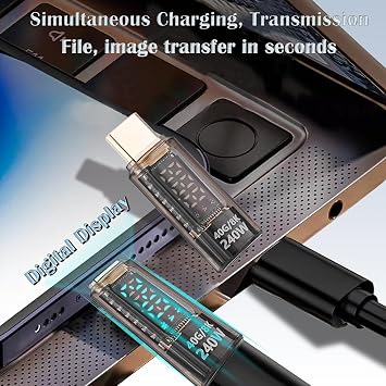 Coverzone USB-C Güç Ölçer LED Ekranlı Adaptör 240W PD 3.1 Hızlı Şarj 40Gbps Veri 8K Video Destekli Type-C Erkek Dişi Dönüştürücü Voltaj Akım Watt Test Cihazı Tak Çalıştır Kompakt Tasarım | ZR1141