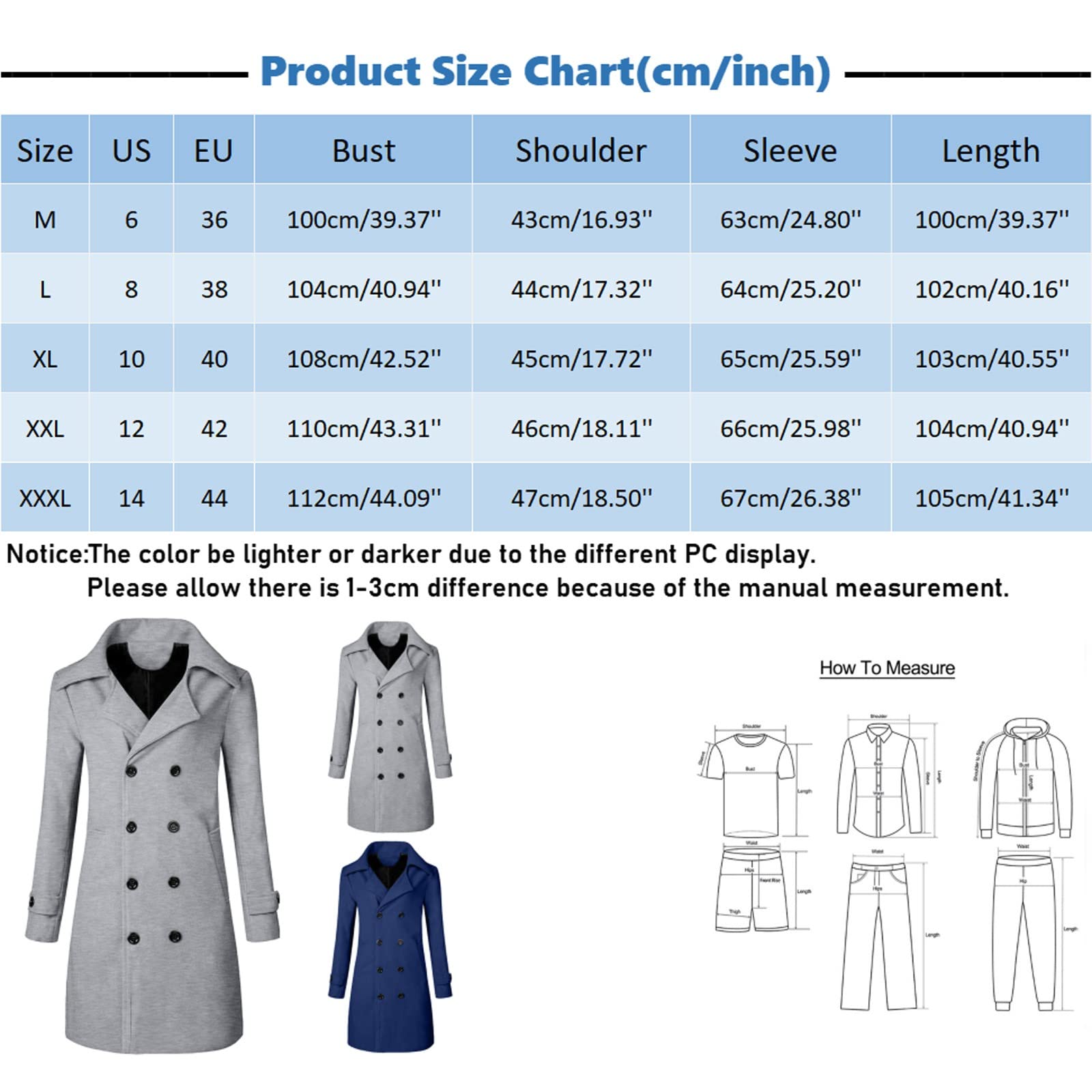 Generisch Winterjacke Herren Business Dufflecoat - Herren Winteranorak weichem Wollmix mit doppelreihigem Design für stilvolle Wärme Komfort bei kühlem Wetter
