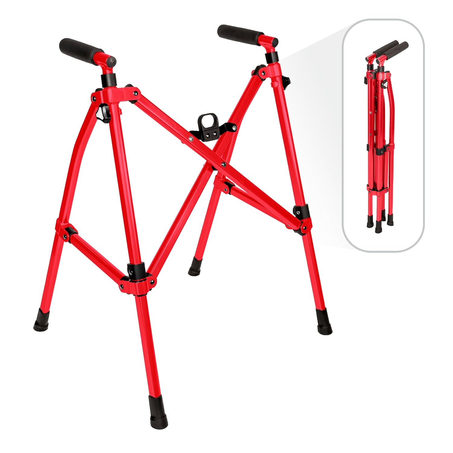 Stander Wonder Walker Lite Short, Lightweight Junior Folding Mobility Aid for Petite Adults, Seniors, and Elderly, Collapsible Travel Assistant with Rubber Feet for Support, Sport Red Sport Red Short