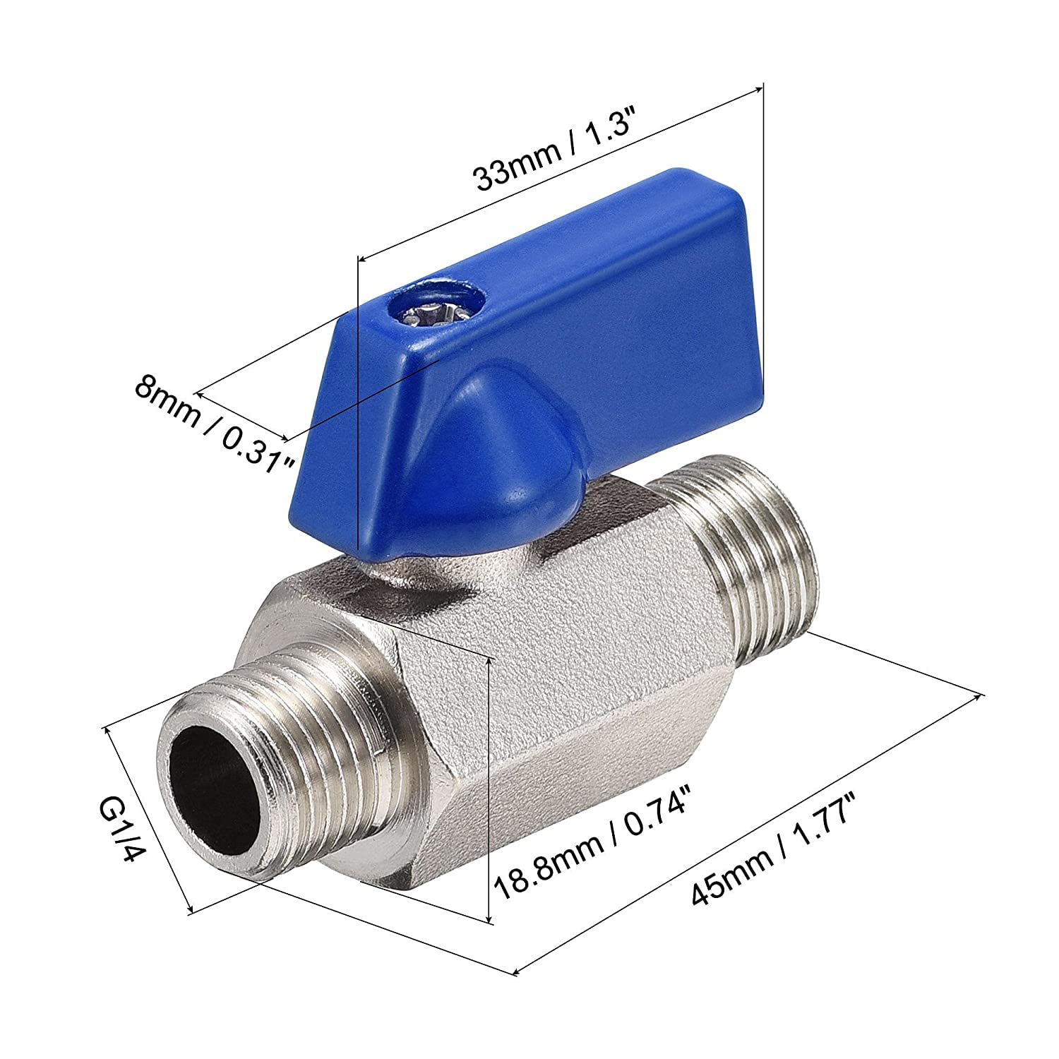 Conexión de válvula de Cierre, válvula de Control, válvula de Bola de latón, Interruptor de Cierre G1/4 Macho a Macho, Conector de acoplador de Tubo, Azul, 2 Piezas