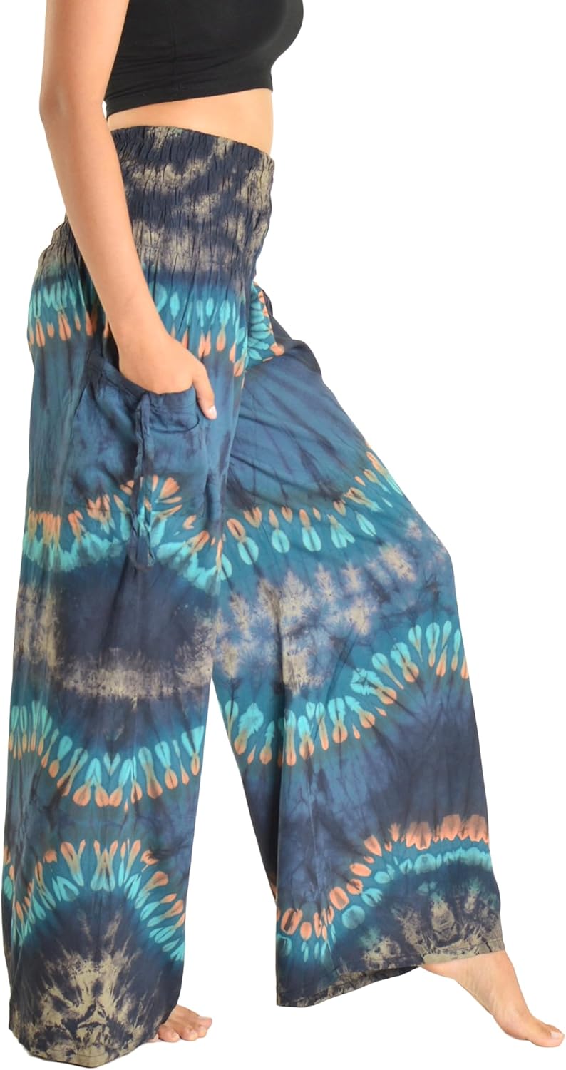 Orient Trail Women's Cold Dyed Wide Leg Palazzo Yoga Tie Dye Pants