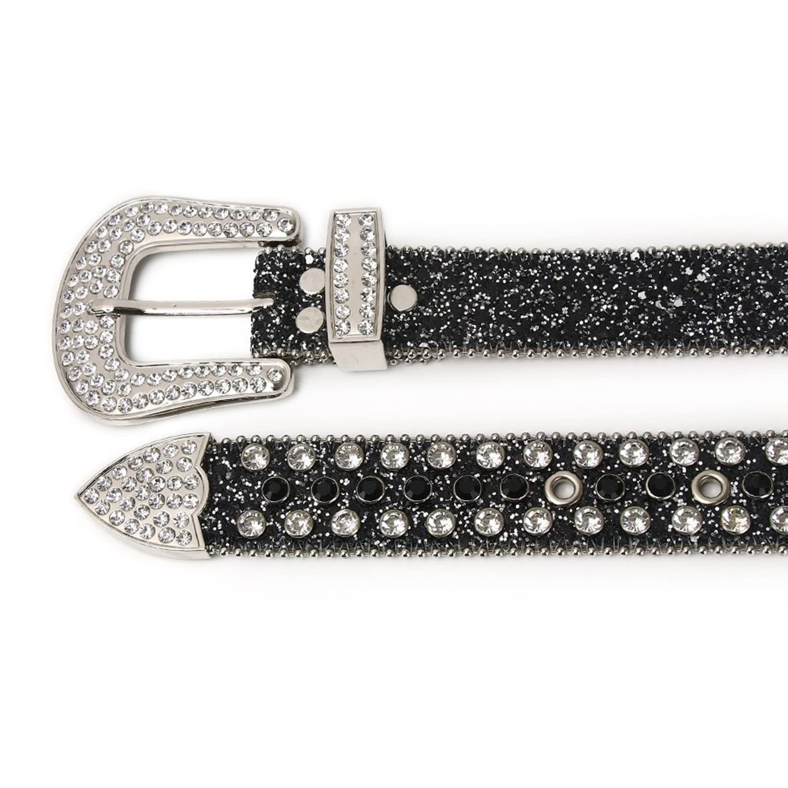 最安値•激レア✨ FML RHINESTONE BELT BLACK 再販なし Rhinestone Belt for Women, Sequin Diamond Western Leather Belt
