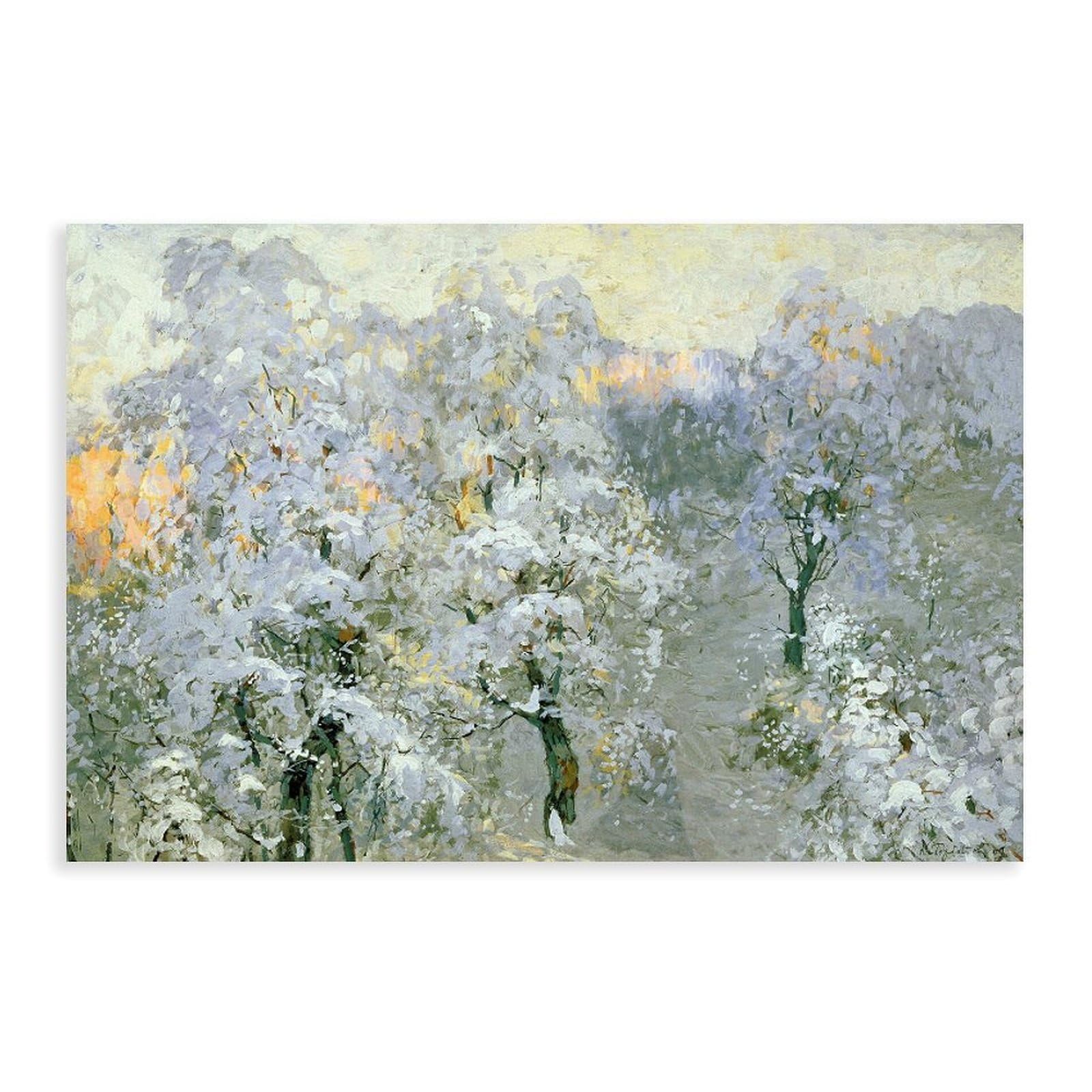 DFJyjFGJJ Konstantin Ivanovich Gorbatov,Trees in Wintry Silver Poster Print for Teen Boys Room Wall Art Canvas Painting 12" L X 18" W