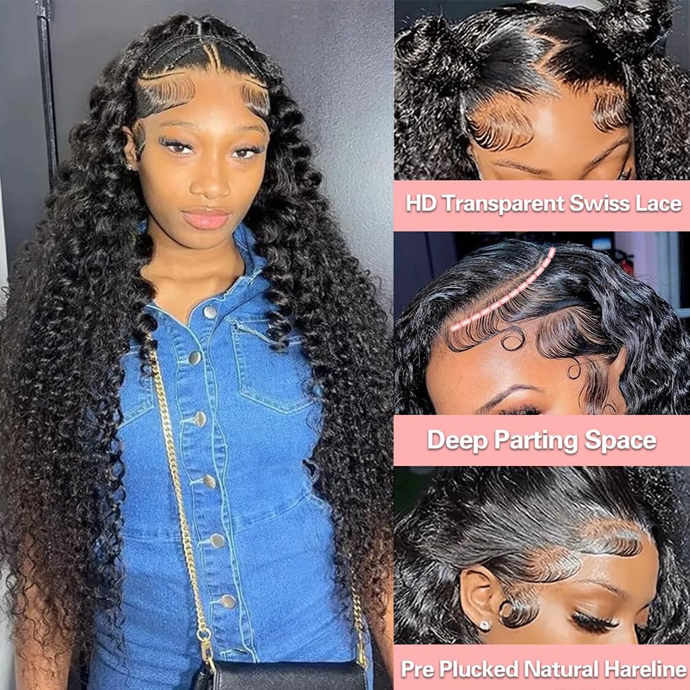 Amazon.com : 200 density 13x6 Water Wave Lace Front Wigs  display picture 2