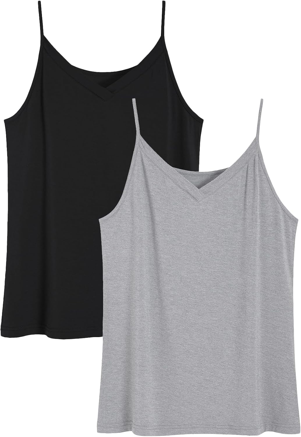 Latuza Women's Bamboo Viscose Cami Pajamas Top V Neck Camisole Tank Tops 2 Pack
