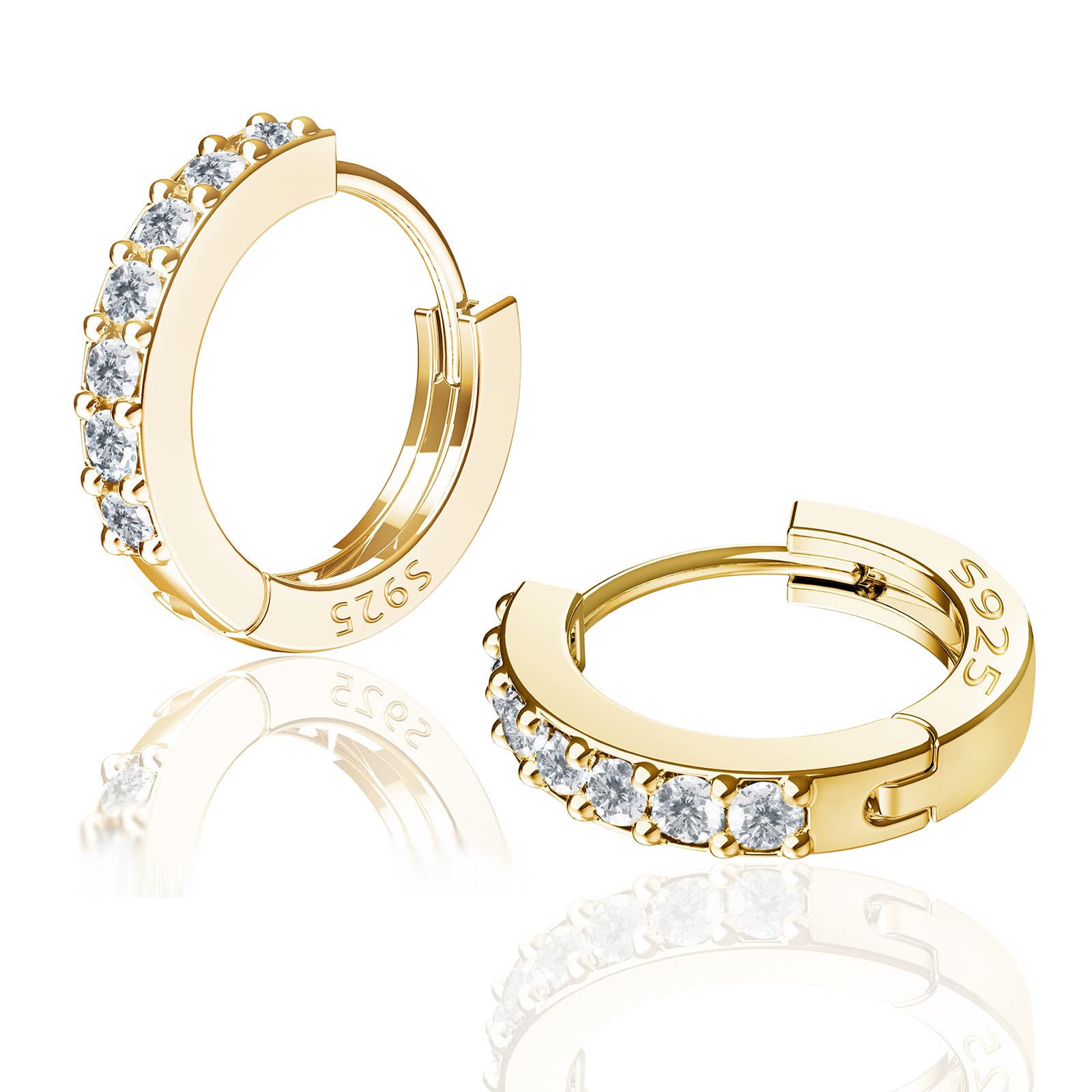 SWEETV 925 sterling silver hoop earrings for women girls - Tiny small large huggie hoop earring 3 sizes