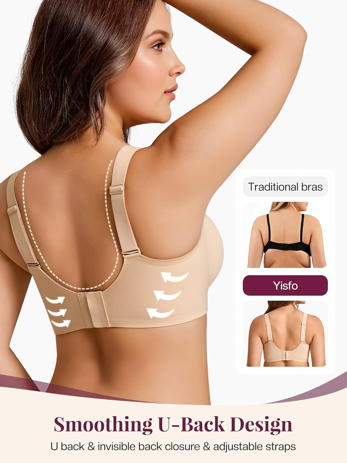 Wireless Jelly Bras for Women, Seamless Push Up T-Shirt Bra, Supportive Full Coverage Comfort Everyday Bralette - Image 4