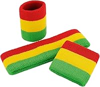 Vista 105 de ONUPGO - Conjunto de diadema y muñequeras deportivas para el sudor, hechas de algodón con bucles, muñequeras, contra humedad Rojo/Blanco/Azul