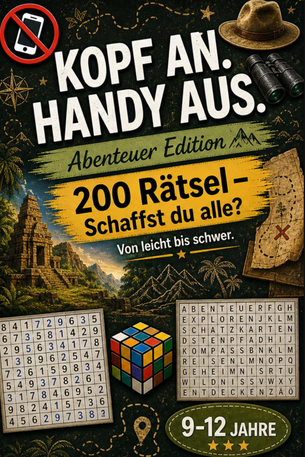 Kopf an. Handy aus. Abenteuer Edition mit 200 Rätseln: Perfekt als Geschenk - Rätselbuch für clevere Kinder und Teenager (9 - 12 Jahre)