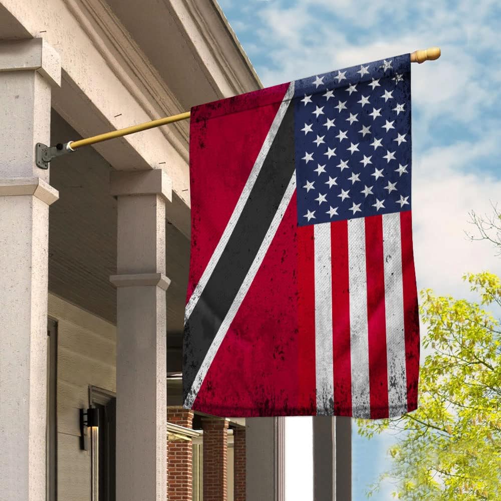Flag-American Trinidad And Tobago Flag Trinidadians And Tobagonians Friendship House Flag -USA Flags Premium Polyester-Decorative Indoor Outdoor Flag