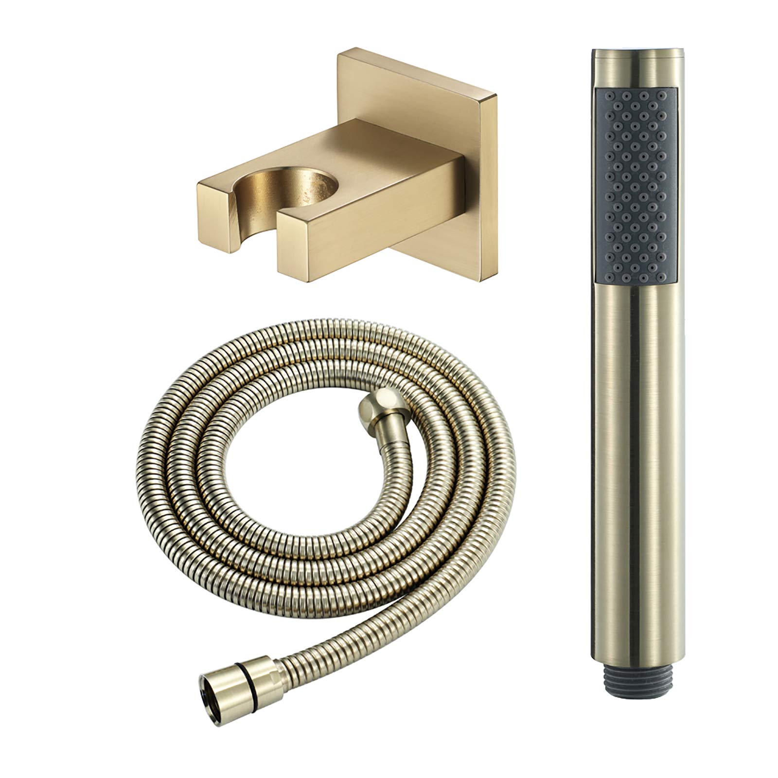 Oro Cepillado Alcachofa de Ducha Alta Presión Cabezal de Ducha, Universal Latón Ducha de Mano con 1.5M de Acero Inoxidable Tubo Flexible y Latón Soporte