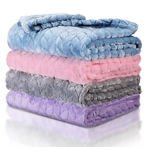 4 unidades de manta mullida para bebé, manta de bebé para niños y niñas, suave y cálida manta de recepción de bebé, manta de cama de bebé, manta de