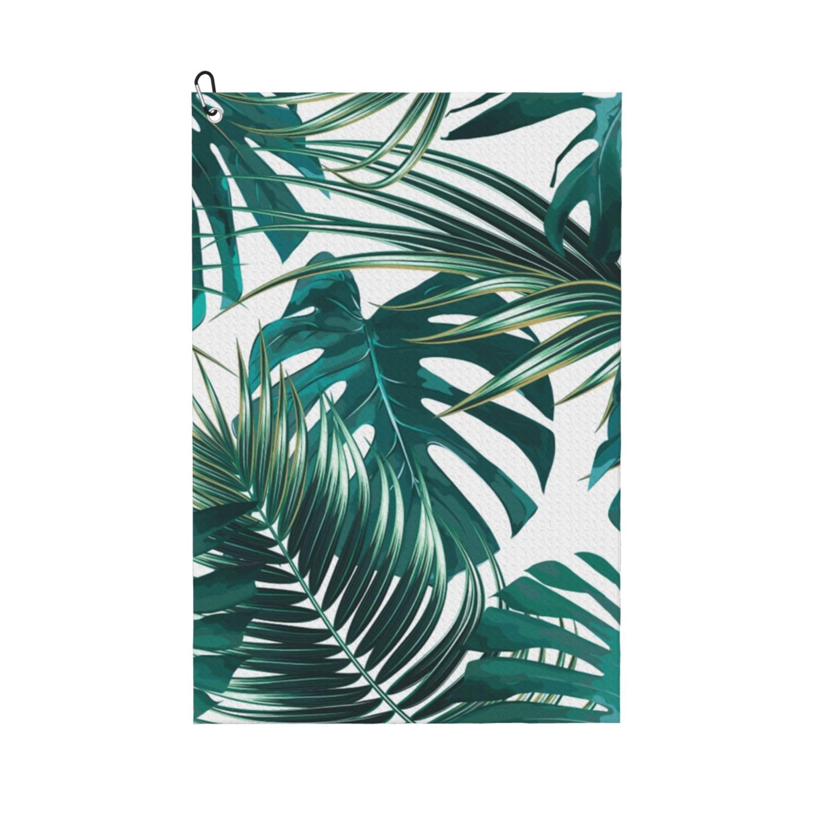 Hnnkloy Tropical Jungle Palm Leaf, 16x24 in Portable Waffle Golf Towels with Carabiner Clip for Golf Bag