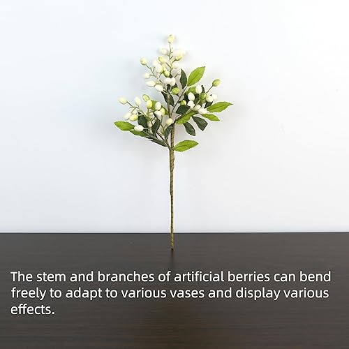 Miniatura 10 de 5 piezas de flores artificiales, tallos de bayas sintéticas, ramas de bayas falsas, espray para jarrón, hogar, oficina, decoración de fiesta (mezcla