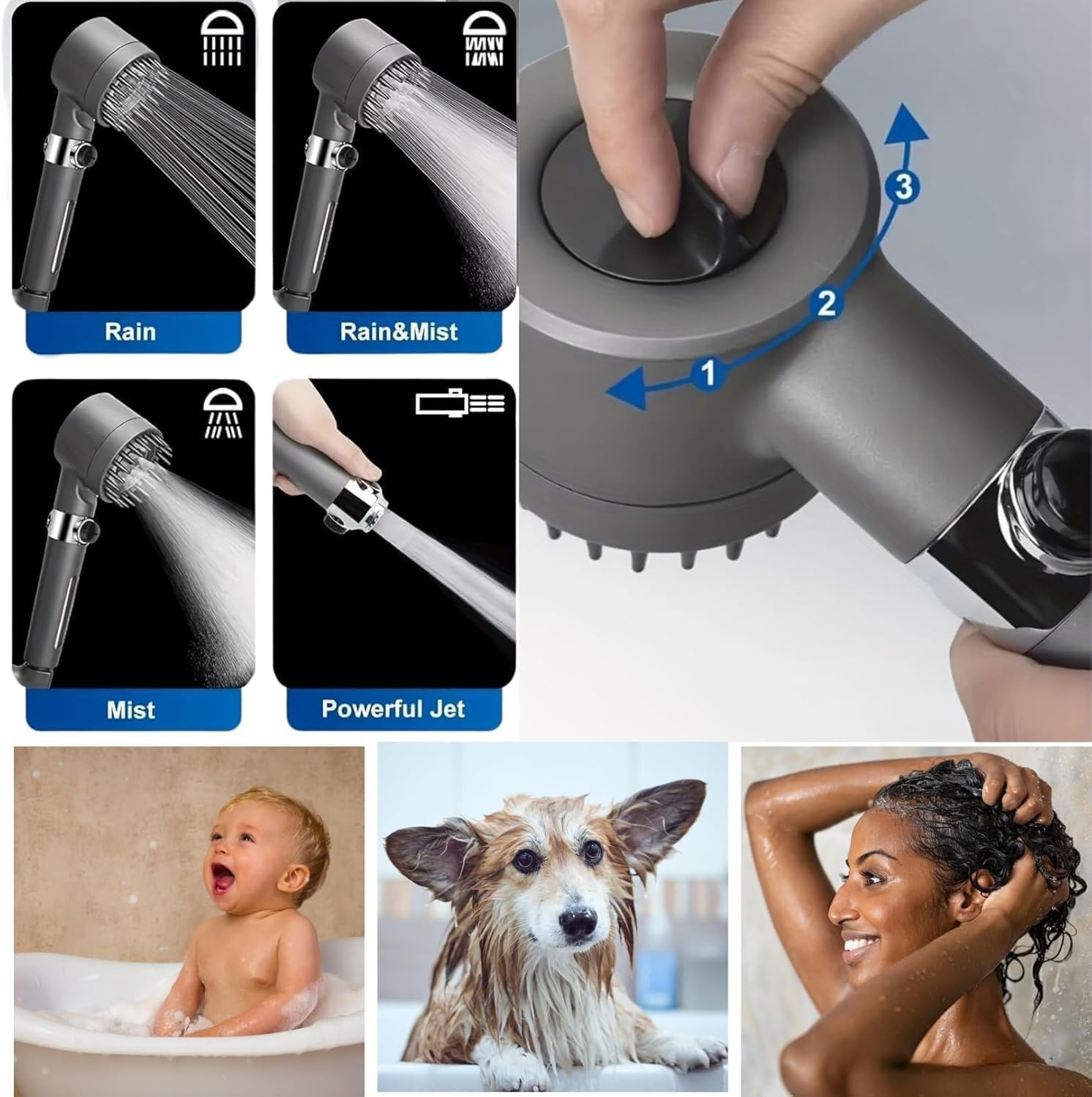 Ion Shower Drops Head Filtered Showerhead With Five Filters,Filtered Shower Head With Handheld,High Pressure Turbo Showerhead,Reusable,Adjustable Settings With Hose ok — view 5