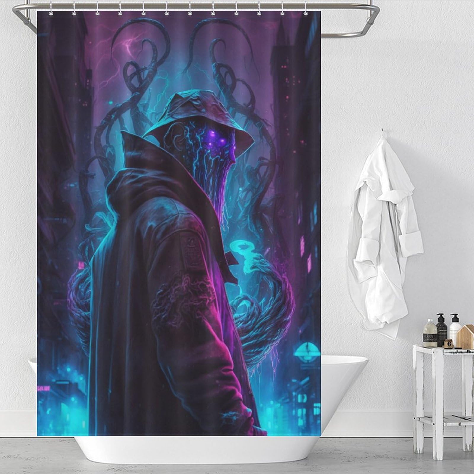 Rideau de douche en tissu polyester de qualité supérieure motif pieuvre