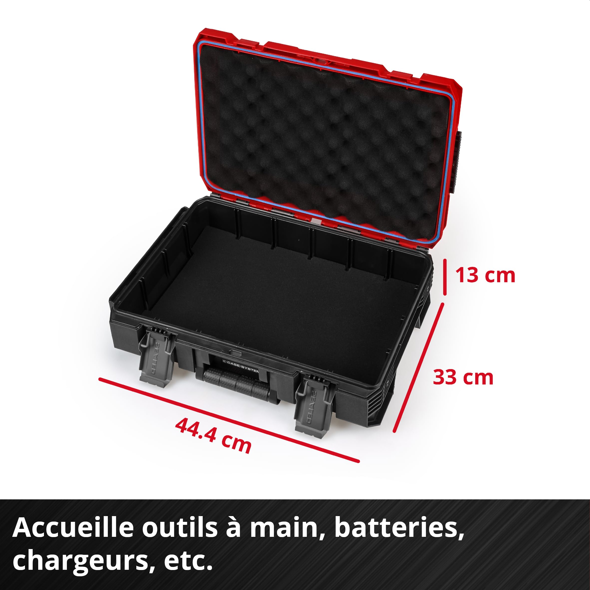 Original Einhell E-Case Rolling Workshop SEALED (servante d’atelier composée de 3 mallettes, max. 120 kg, étanche à la poussière + projections d’eau, 44 x 40 x 70 cm, avec rails latéraux)